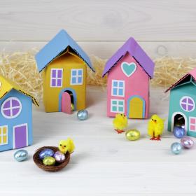 Colourful mini cardboard houses